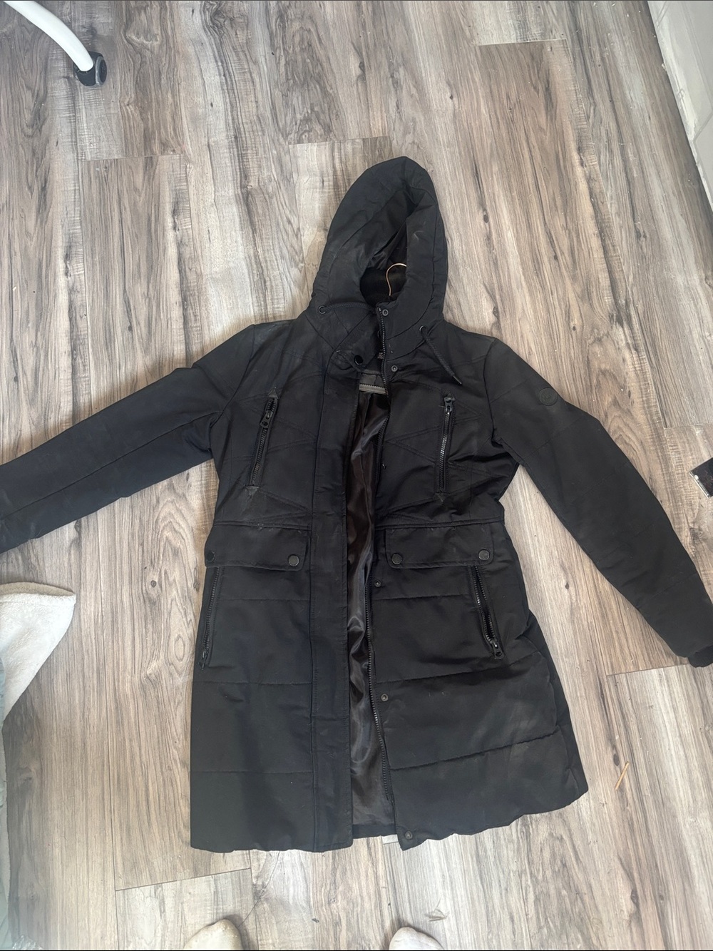 Lucky Brand Black Hooded Coat